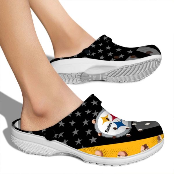 Pittsburgh Steelers Stellar Stripes Theme Crocs High quality