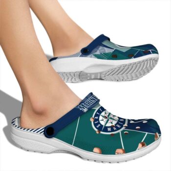 Seattle Mariners Geometric Background Crocs High quality