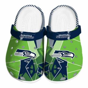 Seattle Seahawks Geometric Background Crocs Best selling