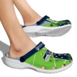 Seattle Seahawks Geometric Background Crocs Best selling