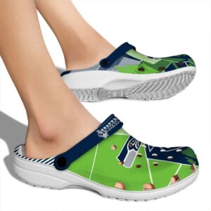 Seattle Seahawks Geometric Background Crocs High quality