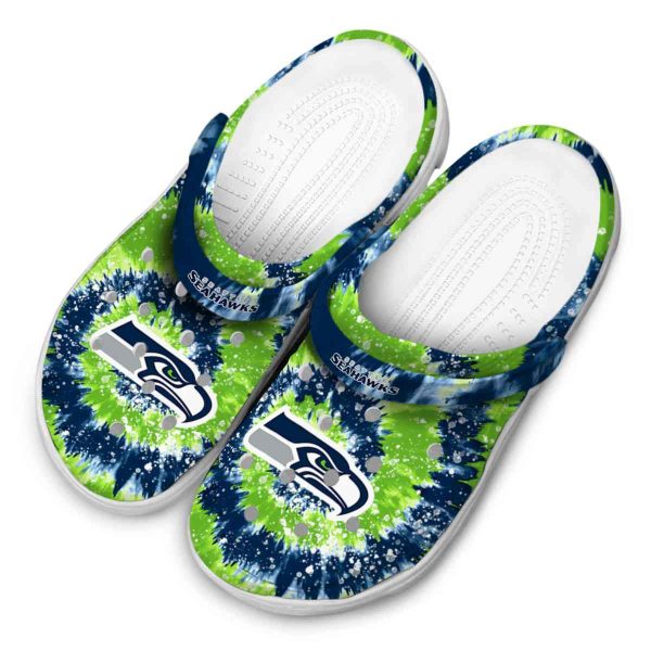 Seattle Seahawks Radiant Burst Effect Crocs Trendy