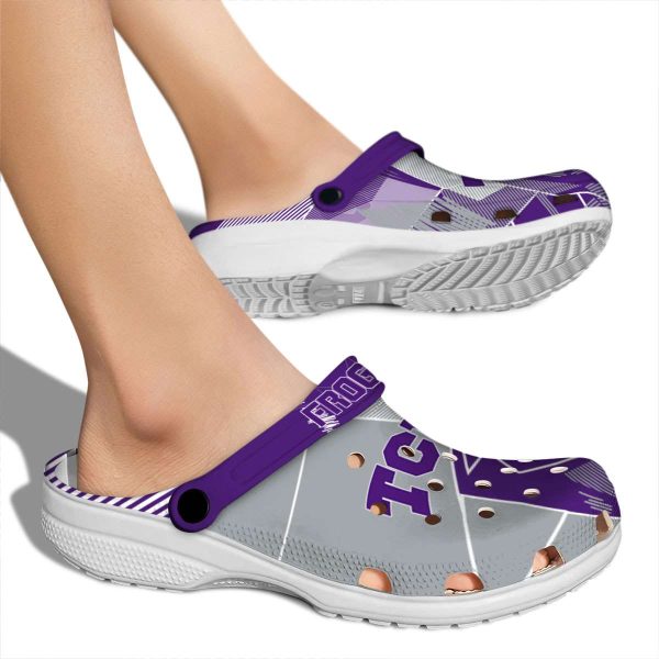 TCU Horned Frogs Geometric Background Crocs High quality