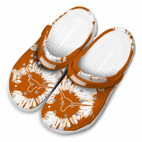 Texas Longhorns Splatter Graphics Crocs Trendy
