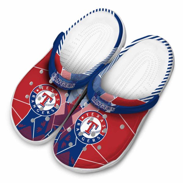 Texas Rangers Geometric Background Crocs Trendy