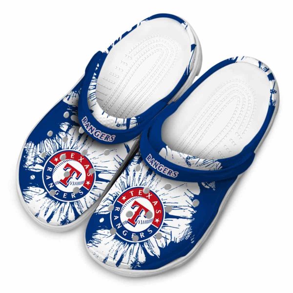 Texas Rangers Splatter Graphics Crocs Trendy