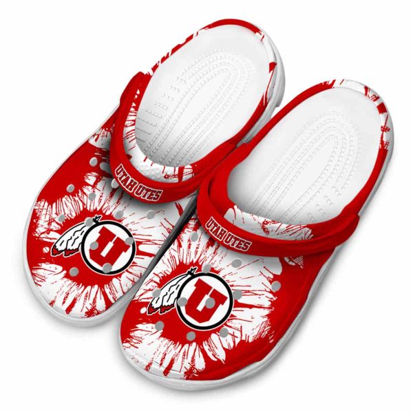 Utah Utes Splatter Graphics Crocs Trendy
