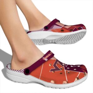 Virginia Tech Hokies Geometric Background Crocs High quality