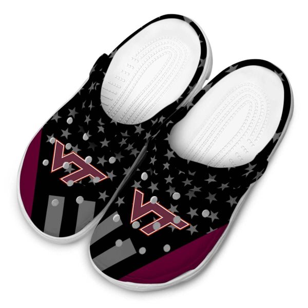 Virginia Tech Hokies Stellar Stripes Theme Crocs Trendy