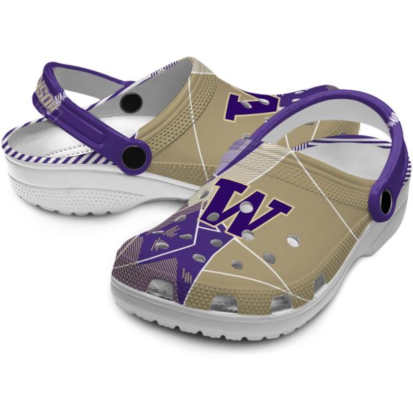 Washington Huskies Geometric Background Crocs Latest Model