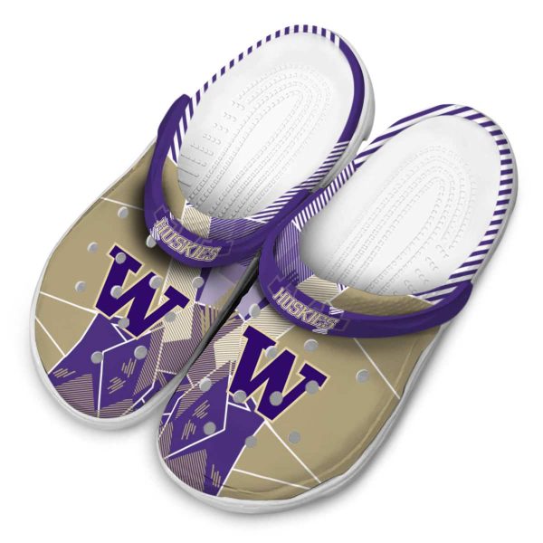 Washington Huskies Geometric Background Crocs Trendy