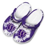 Washington Huskies Splatter Graphics Crocs Best selling