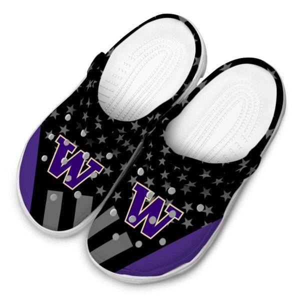 Washington Huskies Stellar Stripes Theme Crocs Trendy