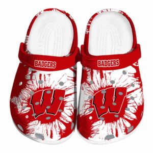 Wisconsin Badgers Splatter Graphics Crocs Best selling