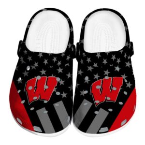 Wisconsin Badgers Stellar Stripes Theme Crocs Best selling
