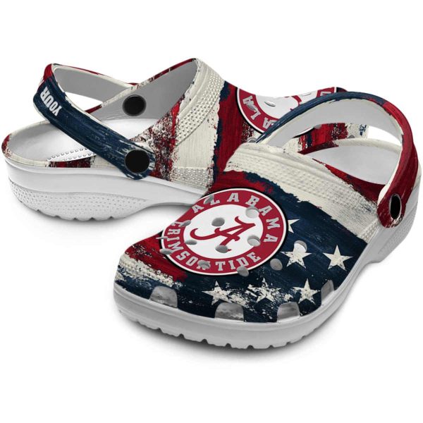 Alabama Crimson Tide Patriotic Stripes Crocs Premium grade