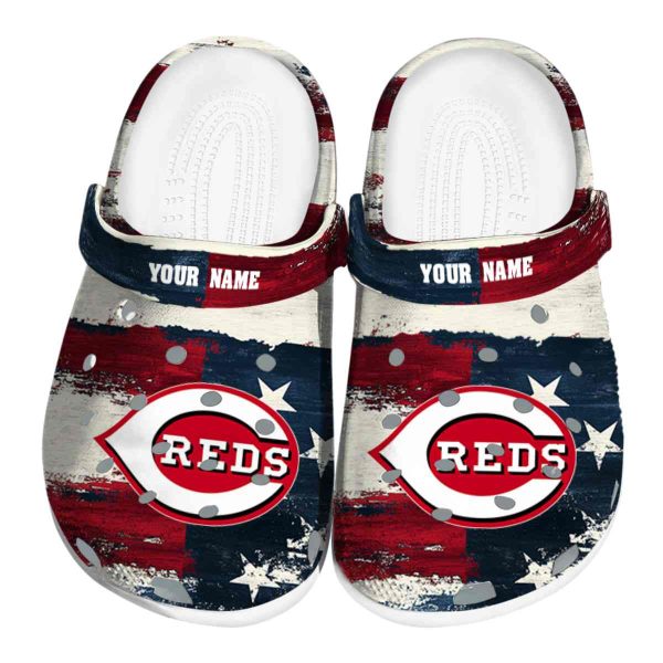 Cincinnati Reds Patriotic Stripes Crocs Fashion forward