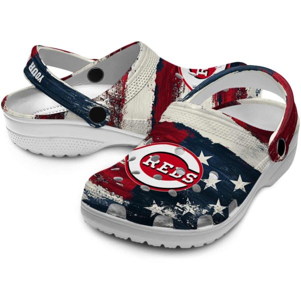 Cincinnati Reds Patriotic Stripes Crocs Premium grade