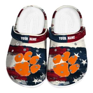 Clemson Tigers Patriotic Stripes Crocs Fashion forward