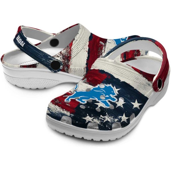 Detroit Lions Patriotic Stripes Crocs Premium grade