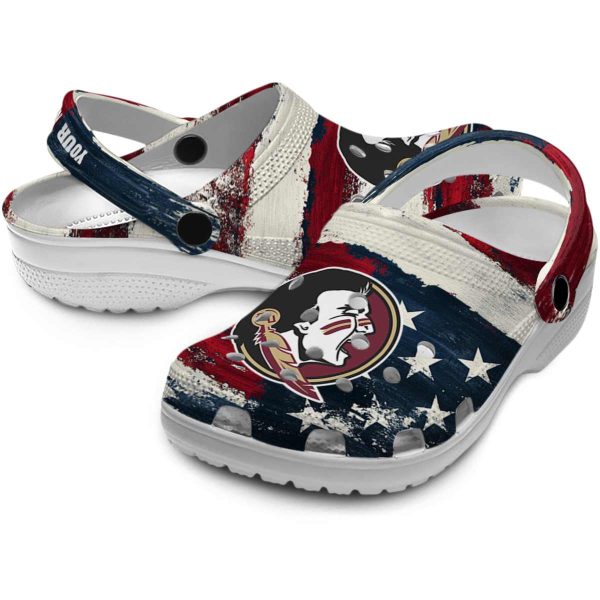 Florida State Seminoles Patriotic Stripes Crocs Premium grade