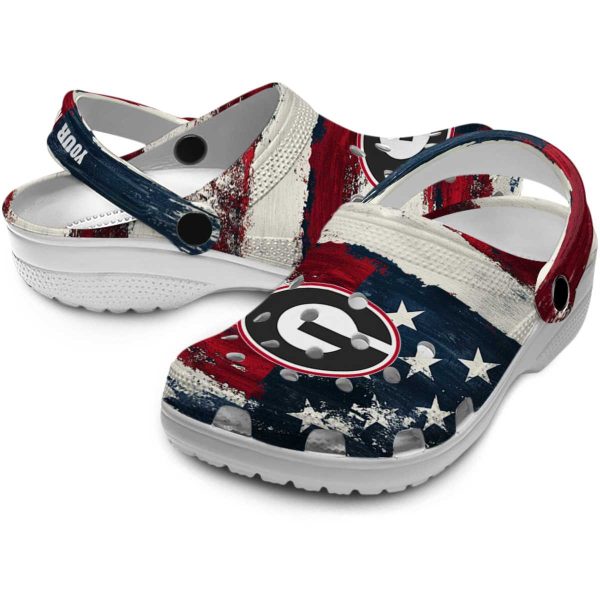 Georgia Bulldogs Patriotic Stripes Crocs Premium grade