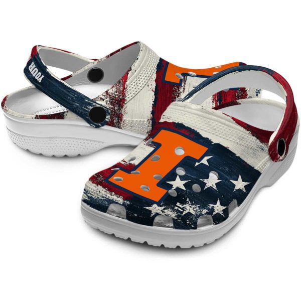 Illinois Fighting Illini Patriotic Stripes Crocs Premium grade