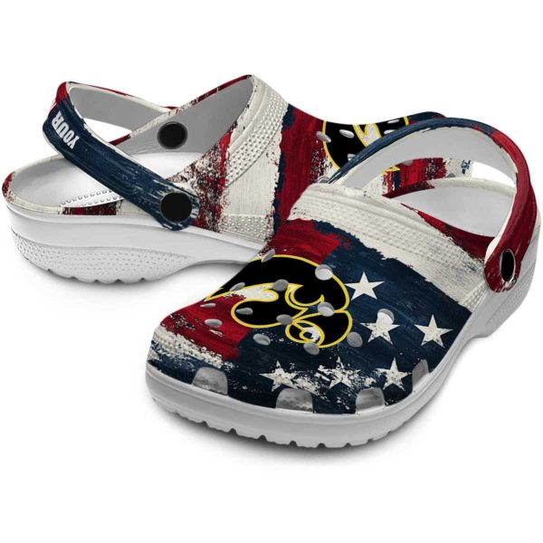Iowa Hawkeyes Patriotic Stripes Crocs Premium grade