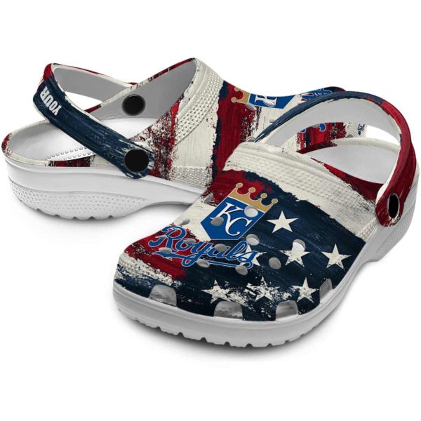 Kansas City Royals Patriotic Stripes Crocs Premium grade