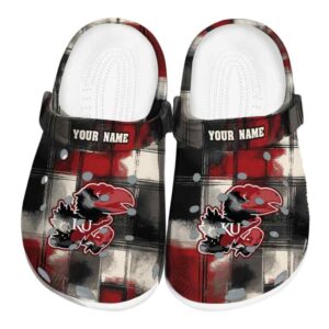 Kansas Jayhawks Plaid Fusion Crocs Fashion forward