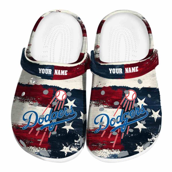 Los Angeles Dodgers Patriotic Stripes Crocs Fashion forward