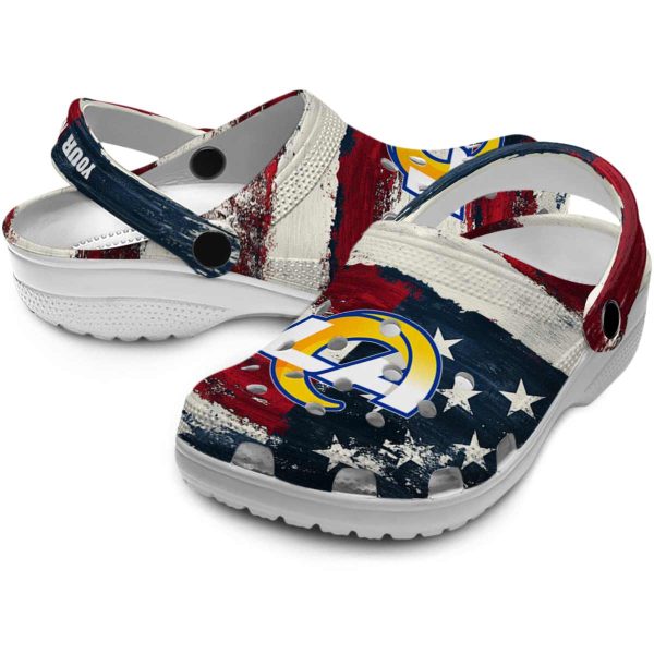 Los Angeles Rams Patriotic Stripes Crocs Premium grade