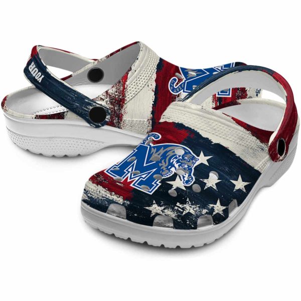 Memphis Tigers Patriotic Stripes Crocs Premium grade