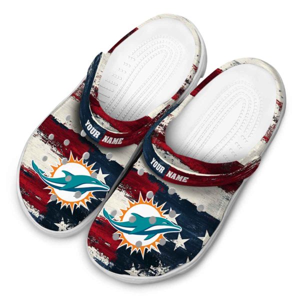 Miami Dolphins Patriotic Stripes Crocs Top rated