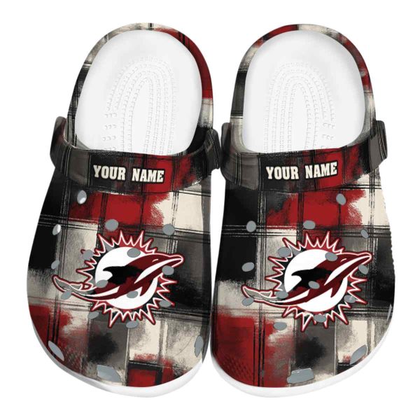 Miami Dolphins Plaid Fusion Crocs Fashion forward