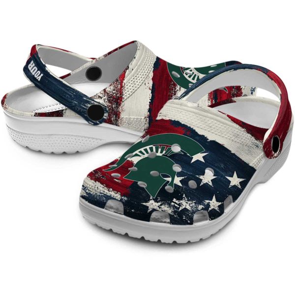 Michigan State Spartans Patriotic Stripes Crocs Premium grade