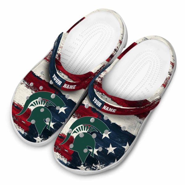 Michigan State Spartans Patriotic Stripes Crocs Top rated