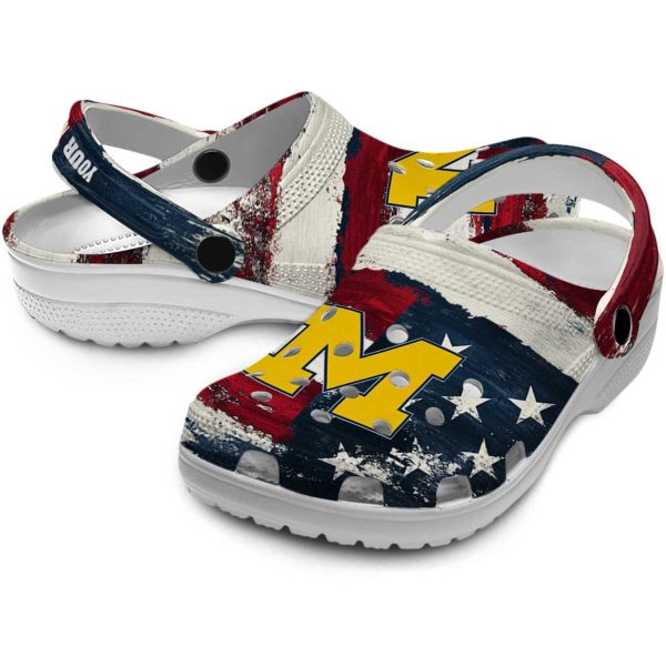 Michigan Wolverines Patriotic Stripes Crocs Premium grade