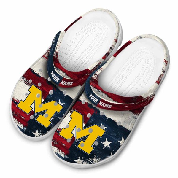 Michigan Wolverines Patriotic Stripes Crocs Top rated