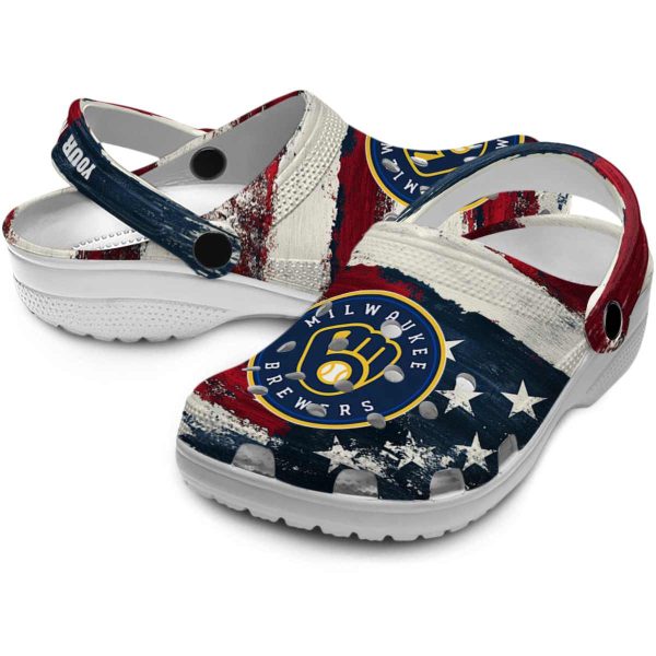 Milwaukee Brewers Patriotic Stripes Crocs Premium grade