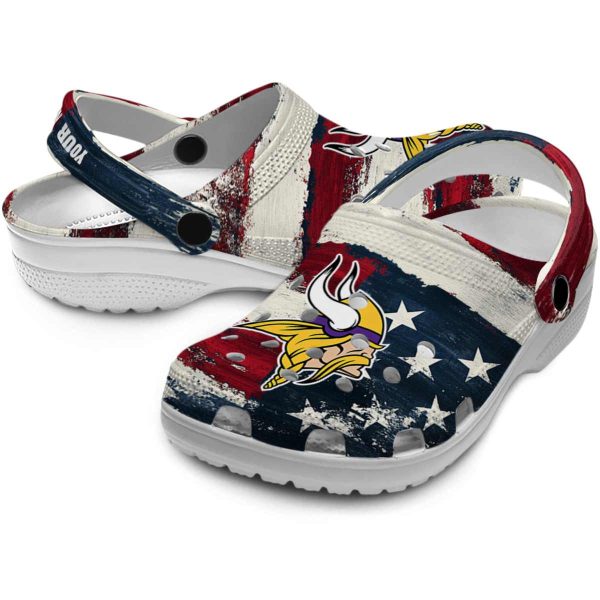 Minnesota Vikings Patriotic Stripes Crocs Premium grade