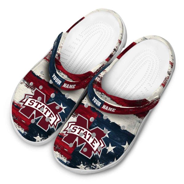 Mississippi State Bulldogs Patriotic Stripes Crocs Top rated