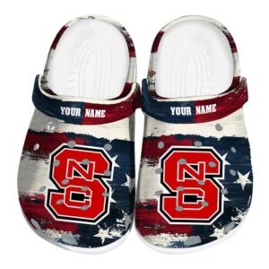 NC State Wolfpack Patriotic Stripes Crocs Fashion forward