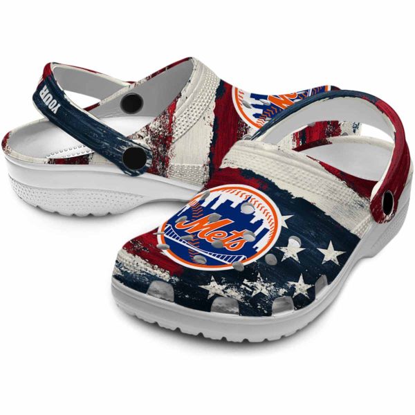 New York Mets Patriotic Stripes Crocs Premium grade