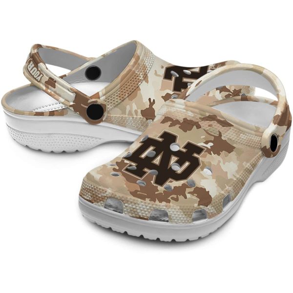 Notre Dame Fighting Irish Desert Camo Crocs Premium grade