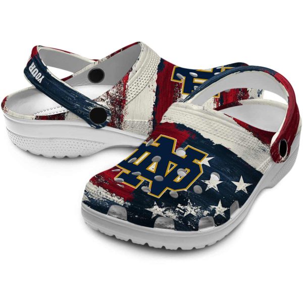Notre Dame Fighting Irish Patriotic Stripes Crocs Premium grade