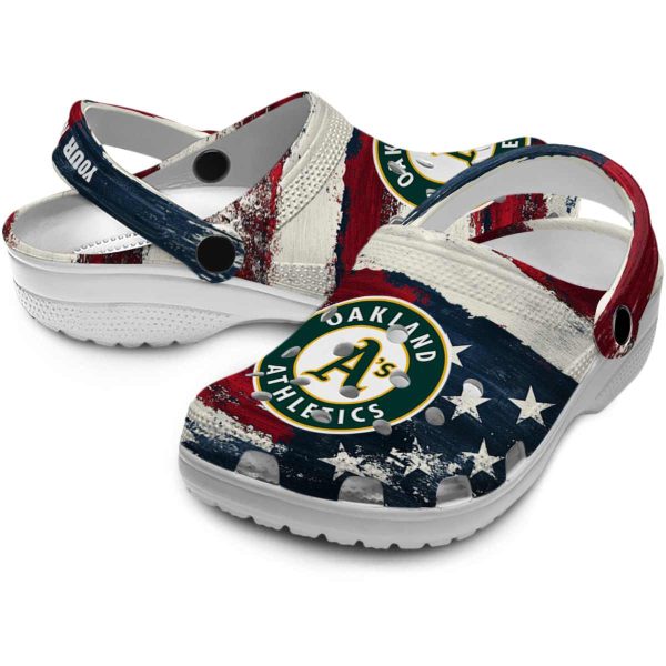 Oakland Athletics Patriotic Stripes Crocs Premium grade