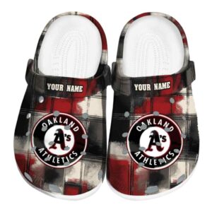 Oakland Athletics Plaid Fusion Crocs Fashion forward