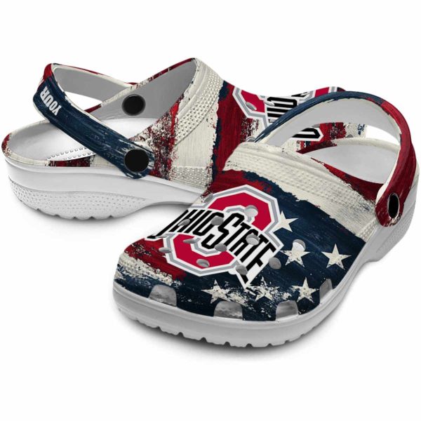 Ohio State Buckeyes Patriotic Stripes Crocs Premium grade