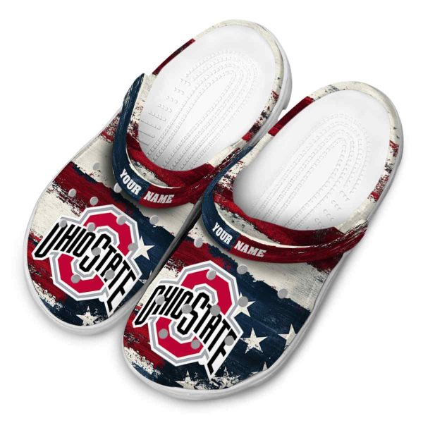 Ohio State Buckeyes Patriotic Stripes Crocs Top rated
